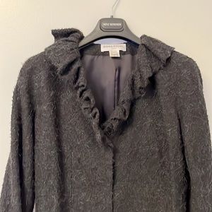 Sonia Rykiel Paris Charcoal Bouclé Jacket with Frills, Size 6